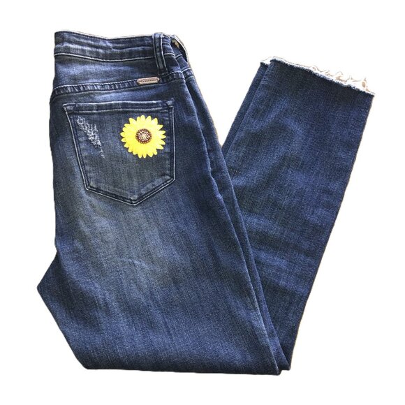 Distressed Sunflower Jeans by KanCan - size 7 / 27 - Picture 1 of 7
